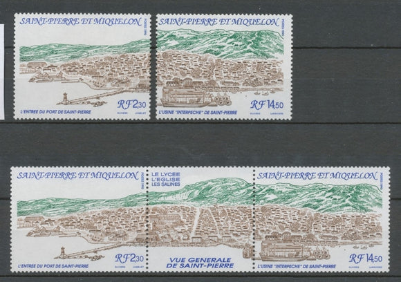 SPM  N°529A Série Vue générale de Saint-Pierre. 3 valeurs ZC529A