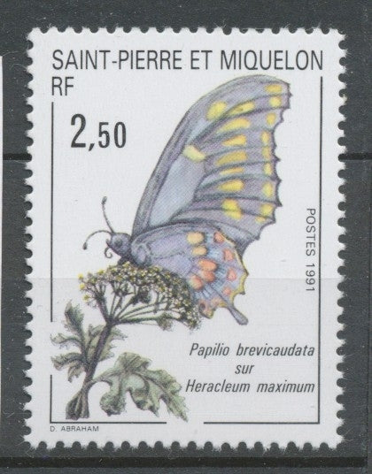 SPM  N°534 Faune, flore 2f50 Papilio brevicaudata sur Heracleum maximum ZC534
