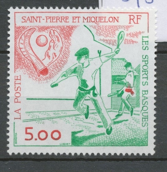 SPM  N°547 Les sports basques Joueur de pala, chistera, pelote, main 5f Rouge, vert ZC547