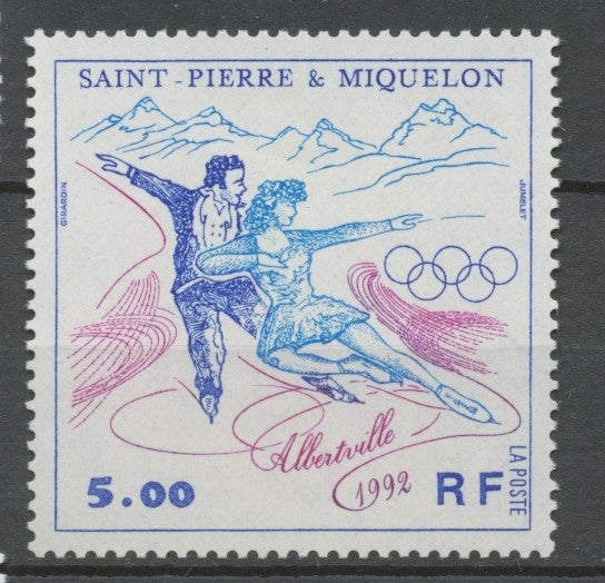 SPM  N°559 Jeux olympiques d' hiver, 1992 à Albertville (France) Couple de patineurs stylisés 5f ZC559