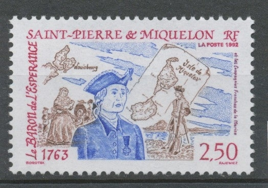 SPM  N°570 Le Baron de l' Espérance, les Compagnies Franches de la Marine Cartes, personnages de 1763 2f50 ZC570