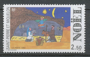 SPM  N°571 Noël. 2f.50 Dessin d'enfant; "La Crèche" ZC571