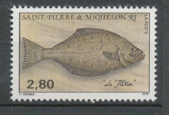 SPM  N°583 Faune. Les poissons. Multicolores. 2f.80 flétan ZC583