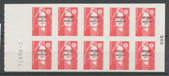 SPM  N°590 Marianne du Bicentenaire Sans valeur Emis en carnet Rouge (2807) ZC590