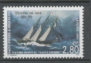 SPM  N°598 Centenaire des Œuvres de Mer 2f80 Navire hôpital "Saint-Pierre" ZC598