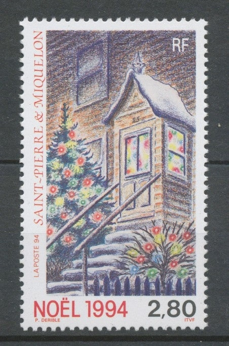SPM  N°608 Noël 2f80 Entrée de maison, avec décor de fête ZC608