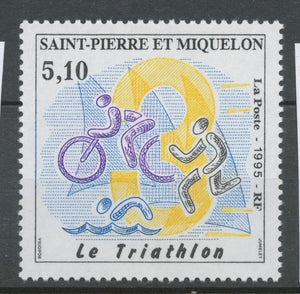 SPM  N°610 Le Triathlon Chiffre 3 ; silhouettes d' athlètes (cyclisme, course, natation) 5f10 ZC610