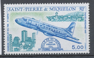 SPM  N°64 Avion "Ville de St-Pierre" 5f  Hawker-Siddeley HS 748 ; 1er vol St-P - Montréal en 1987 ZC64