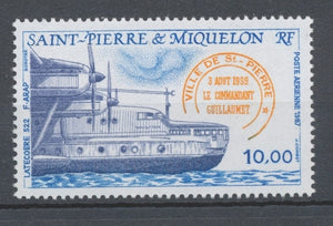 SPM  N°65 Avion  "Ville de St-Pierre" 10f Bleu, orange, violet-gris Latecoère 522, en service en 1939 ZC65