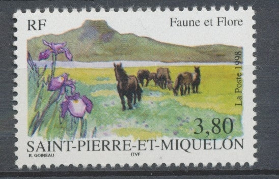 SPM  N°671 Faune et flore. 3f.80 Chevaux ; iris ZC671