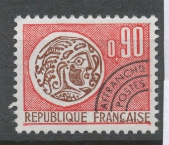 Préoblitérés N°133 Monnaie gauloise.  90c. Bistre et rouge ZP133