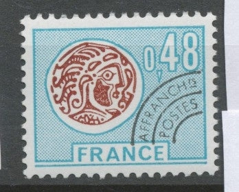 Préoblitérés N°135 Monnaie gauloise.  48c. Bleu et brun ZP135