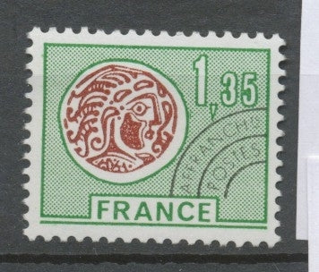 Préoblitérés N°137 Monnaie gauloise.  1 f. 35 vert et brun ZP137