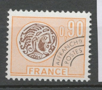 Préoblitérés N°142 Monnaie gauloise.  90c. Orange et brun ZP142