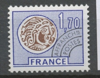 Préoblitérés N°145 Monnaie gauloise.  1 f. 70 bleu et brun ZP145