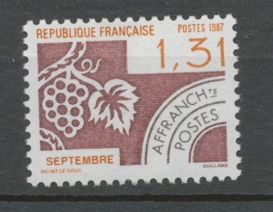 Préos N°194 Les mois de l'année 1f31 brun-roux, lilas-brun ZP194