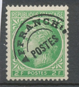 Préoblitérés N°92 2 f. vert-jaune ZP92