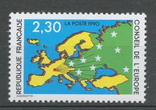 Service N°104 Conseil Europe Carte d' Europe, étoiles 2f30 ZS104