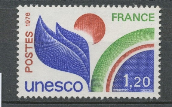 Service N°56 UNESCO 1 f.20 vert, outremer et brun-rouge ZS56