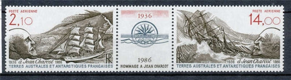 T.A.A.F Aérien 1986 N°94A Hommage à Jean Charcot (1867-1936). Triptyque N** ZT199A