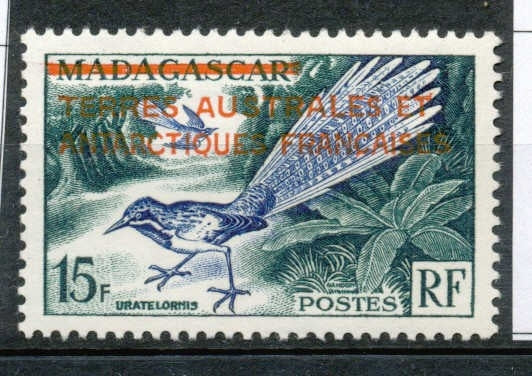 T.A.A.F 1955 N°1 Timbre de Madagascar de 1954 surchargé en rouge N** ZT1A